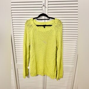 Bright Lime Green Knit Sweater Size XL